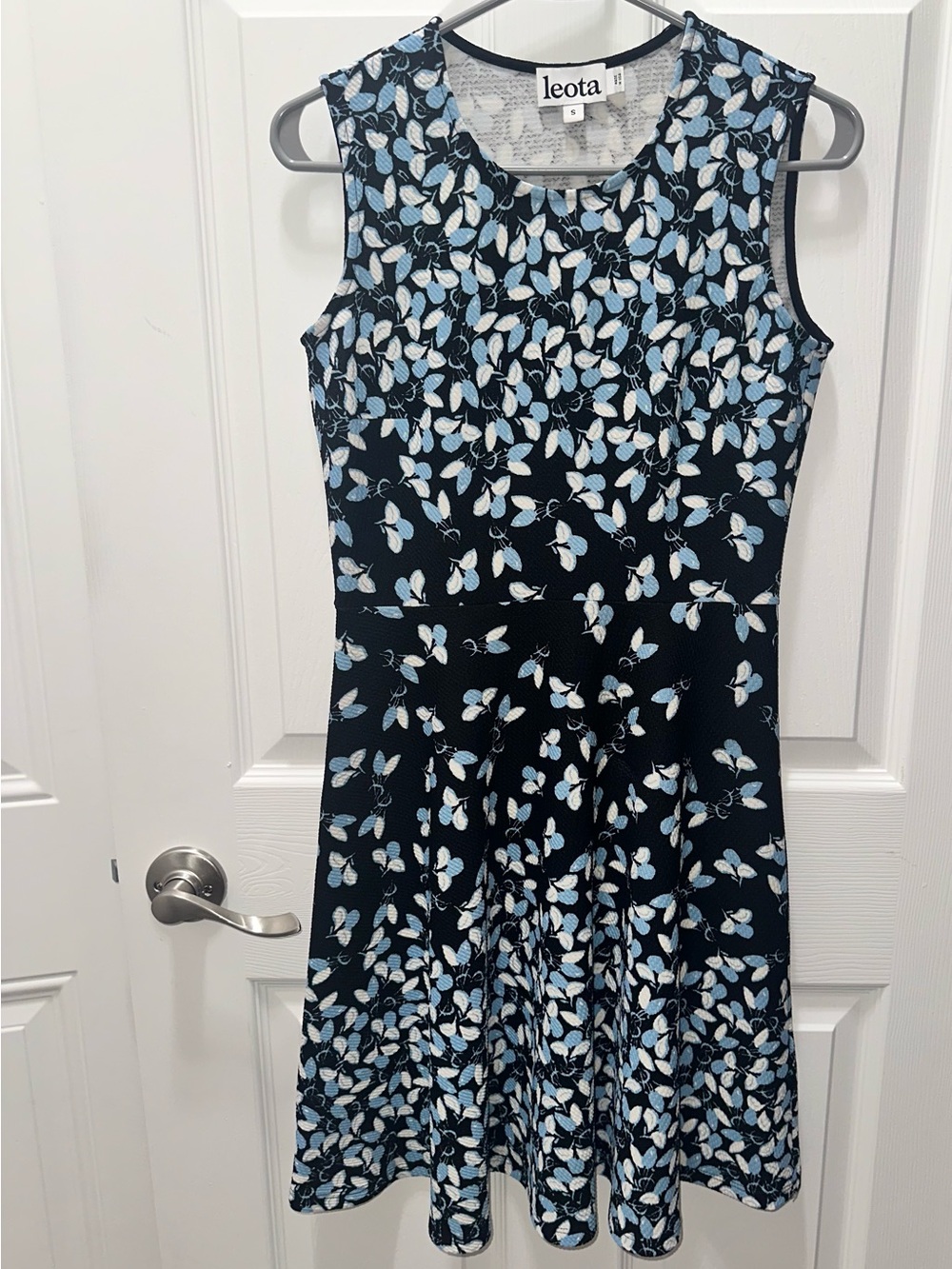 Leota Navy Floral Sleeveless Fit-and-Flare Dress
